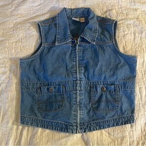 VTG Denim Vest with Pockets - Size Large